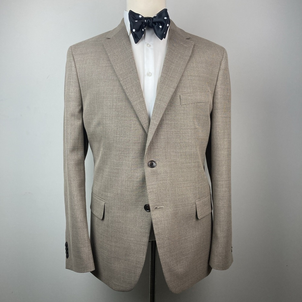 Tommy Hilfiger Men Blazer Wool Blend Suit Jacket Sport Coat Tan 46R